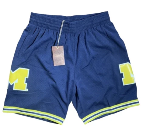 Mitchell & Ness NCAA Michigan Wolverines Blue 1991 Road Shorts Fab 5 Size: L Cover