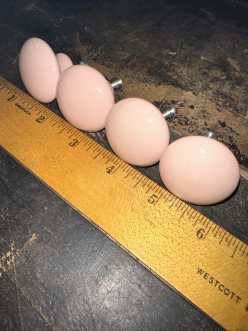 Lot Of 4 Vintage Pink Ceramic  Drawer/Cabinet Knobs Pre-owned Cover