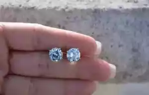 2.0Ct Round Cut Real Moissanite Solitaire Stud Earrings In 14k White Gold Plated - Picture 1 of 6