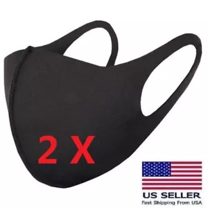 2PZ Copri Maschera Viso Nera Lavabile Traspirante Mascherine Riutilizzabile Unisex VENDITORE USA - Foto 1 di 4