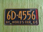 1964 New York Worlds Fair License Plate 64 w/ 65 Reg NY Tag 5D-5622