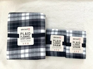 Pottery barn teen Element Plaid Organic Flannel Duvet Cover & Sham 3pc Queen - Picture 1 of 6
