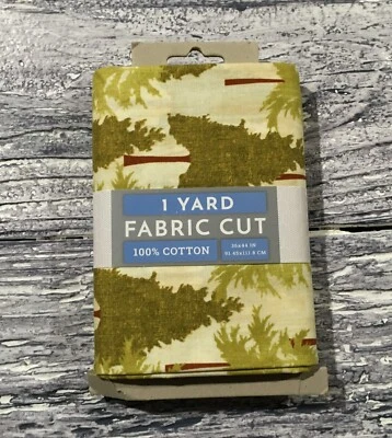 Tree Silhouettes in Shades of Olives Live Love Lodge David Textiles Pre-cut YARD - Image 1 of 3