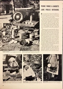 1941 Picnic & Gadgets Lure Public Outdoors 5 Page Vintage Magazine Article - Picture 1 of 10