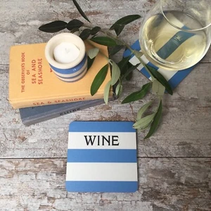 Cornishware Inspired Blue Stripe WINE Coaster - Picture 1 of 3