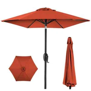 7.5 ft. Heavy-Duty Outdoor Market Patio Umbrella with Push Button Tilt, Easy Cra - Picture 1 of 7