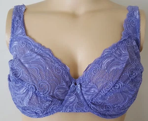 Amoureuse Womens Unlined Bra UW Periwinkle Blue Floral Lace Demi - Picture 1 of 3