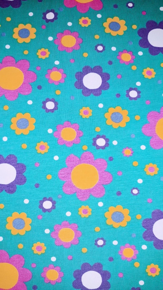 Jerseystoff  Bright Flowers    147cmx50cm  türkis - Bild 1 von 1