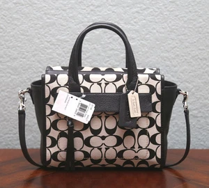 Borsa a tracolla Coach Bleecker Signature MINI RILEY 30168 LT KAKI NERA nuova con etichette - Foto 1 di 8