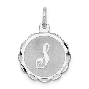 Sterling Silver 925 Letter S Initial Scalloped Disc Charm Pendant 0.87 Inch - Picture 1 of 4