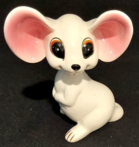 Vintage Norcrest Ceramic Bobblehead Nodding Big Eyes Pink Ears Mouse Figurine - Picture 1 of 6