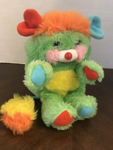 1986 Mattel Popples PUTTER Popple Small Green Plush 8" Orange Blue - Picture 1 of 5