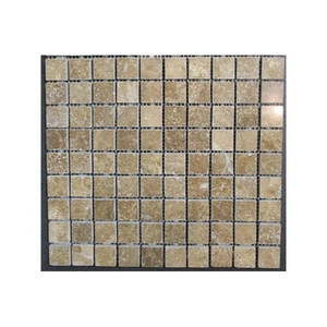 Noce Filled Polished Travertine Mosaic Tiles 30x30 - Picture 1 of 3