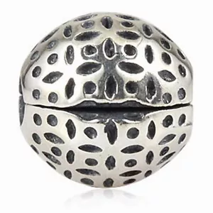 .925 STERLINGSILBER FLORAL CLIP CHARM PERLE PASST EUROPÄISCHEM ARMBAND ARMREIF - Bild 1 von 4