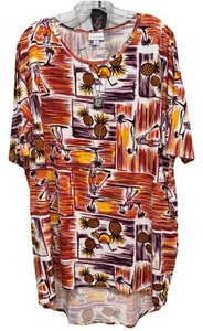 NWT LuLaRoe XL White Orange Red Lavender Tropical  Irma Oversized Tunic - Picture 1 of 8