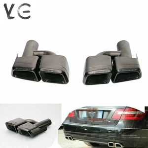 Black AMG Exhaust Double Slant Tailpipe H-type Tails Tip For MERCEDES BENZ E63 - Picture 1 of 10