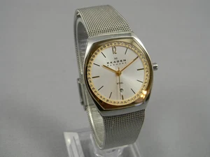 Skagen Steel Watch Women 28mm Date Silver Tone Adjustable Mesh Band New Battery - Picture 1 of 17