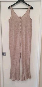 LISA BROWN Luxury Australian Designer Jumpsuit Crinkle Linen Size M fit 12-14 - Picture 1 of 6
