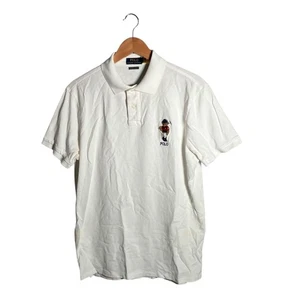 Polo Ralph Lauren Para Hombre Talla L Blanco Personalizado Calce Ajustado Oso Bordado Logo - Imagen 1 de 13