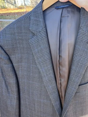 Ralph Lauren Wool Sport Coat Blazer 44R Brown Glen Plaid Check 2 Button $295 Ret - Image 1 of 4