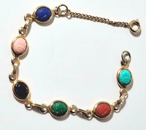 Vintage Thermoplast Skarabäus Armband Faux Halbedelstein Skarabäus - Bild 1 von 4