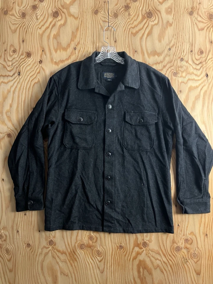 Camisa Pendleton Lana Cachemira Abotonada Para Hombres L Negra Camisa de Tablero Bolsillos Foto 1 de 4