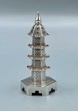Novità cinese argento Pagoda Pepperpot c1900 Wang Hing