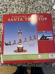 Rotating Santa Sleigh Reindeer Christmas Motion Floating Tree Top Topper Holiday - Picture 1 of 16