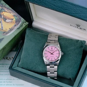 Rolex Ladies Air-King Steel Pink Index Dial Oyster Watch w/ Original Box & Paper - Picture 1 of 19