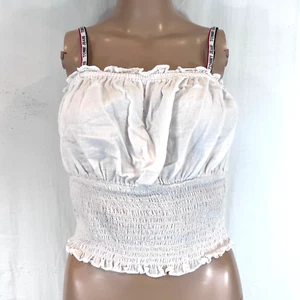 Tommy  Jeans Crop Top Size XLT  Sleeveless Ruched Waist Tommy Hilfiger Straps - Picture 1 of 5
