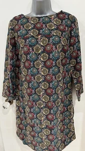 Mistral Grey Floral soft Needlecord 3/4 Sleeve Shift dress Size 10 - Picture 1 of 14