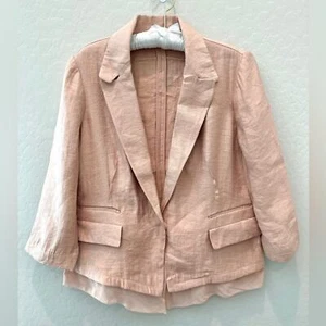  SIMPLY VERA VERA WANG | Petite Blush Pink Chiffon Feminine Blazer Jacket | PL - Picture 1 of 9