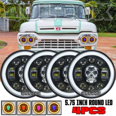 4pcs 5.75" 5-3/4 Round LED Headlights HI-LO for Ford F-100 F-250 F-350 1958-1960 Foto 1 de 4