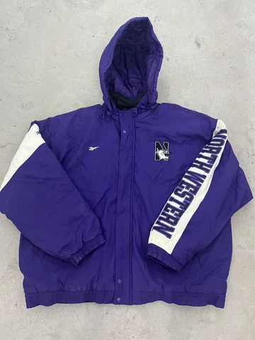 Vintage Northwestern Wildcats Jacket Men's XXL Reebok 90s Windbreaker Purple Cover