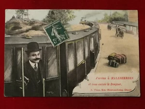 CPA 45 MALESHERBES - J'arrive et vous envoie le Bonjour Train - Locomotive - Imagen 1 de 2