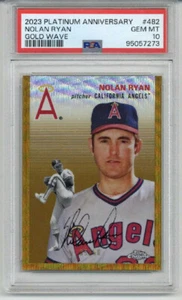 2023 TOPPS CHROME PLATINUM ANNIVERSARY GOLD WAVE REF NOLAN RYAN /50 PSA 10 RARE - Picture 1 of 2