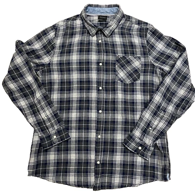 Camisa a Presión De Colección Buffalo David Bitton Perla Para Hombre Grande Gris A Cuadros Vaquero Occidental Foto 1 de 4