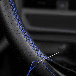Schwarz+Blau Lenkrad Leder Lenkradbezug Trim für VW Golf 5 MK5 Polo Jetta Tiguan - Bild 1 von 4