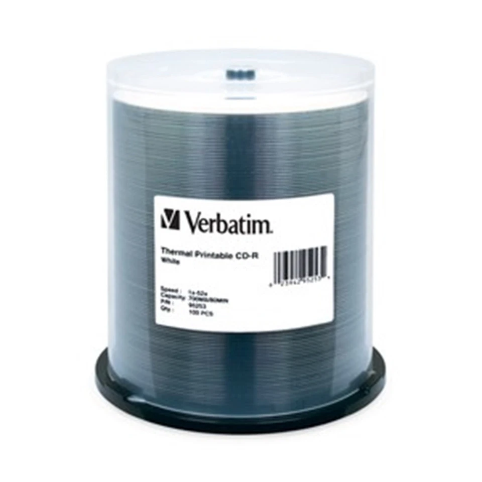 VERBATIM - THERMAL PRINTABLE CD-R 700MB 52X WHITE (100 PACK) - Image 1 of 1