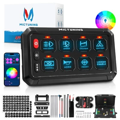 MICTUNING 8 Gang Switch Panel Bluetooth Toggle Switch RGB Pod Truck Boat 12V-24V - Image 1 of 4