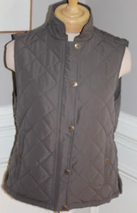Equestrian Riding Puffer Vest Horse Sport Med Brown Gray Quilted Fitted EUC - Picture 1 of 18