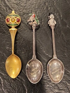 Lote de 3 cucharas vintage de recuerdo navideño 2 astillas enchapadas - Imagen 1 de 10