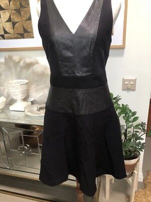 DKNY Little Black Dress with leather trim. Size 4US (8 Australian) - image 1 of 2