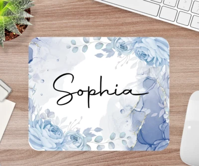 Elagant Floral Mouse Pad | Personalisable Desk Mat Anti-slip Mouse Pad - Image 1 of 2