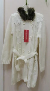 NWT Gymboree PENGUIN CHALET Size 3-4 Faux Fur Ivory Cable Knit Sweater w Hood - Picture 1 of 3