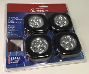 Sunbeam BEAMIT. Super White LED Tap Light. Self Adhesive. 4 Pack + 12 Batteries - Picture 1 of 5