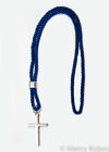 Pectoral Cord With Silver Cross, Royal Blue Clergy Cord, Pastor, Minister