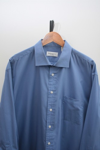 SAINT LAURENT (YSL) Yves Saint Laurent Camicia Blu Gemelli Uomo 44 17 1 2