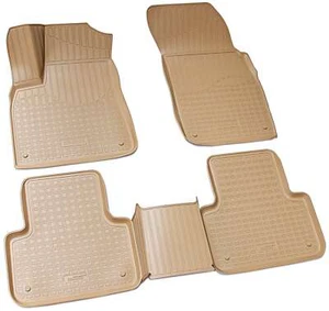 3D Gummi Fussmatten passend für AUDI Q7 SQ7 | 4M | BJ ab 2015> | beige mit Rand - Bild 1 von 1