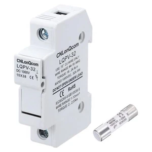 Solar Fuse Holder with 1 Fuse Core DC 1000V 30A Single Pole 10x38mm DIN Rail ... - Picture 1 of 6